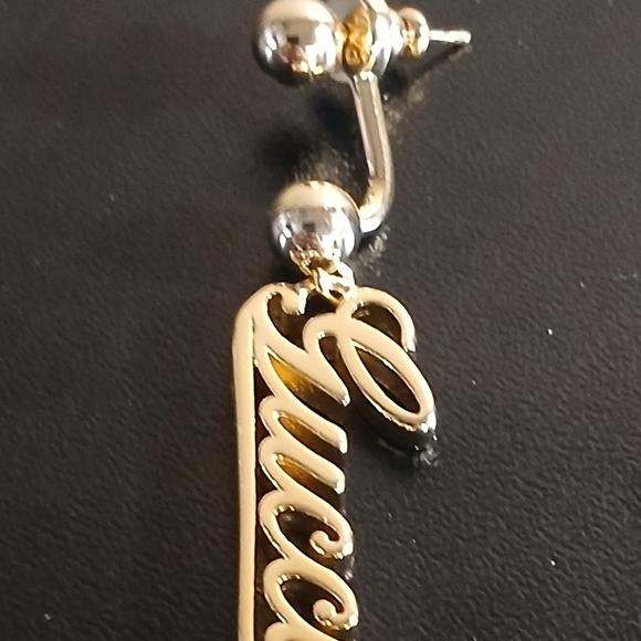 Authentic Vintage Gucci Logo Drop Earrings - Picture 5 of 8